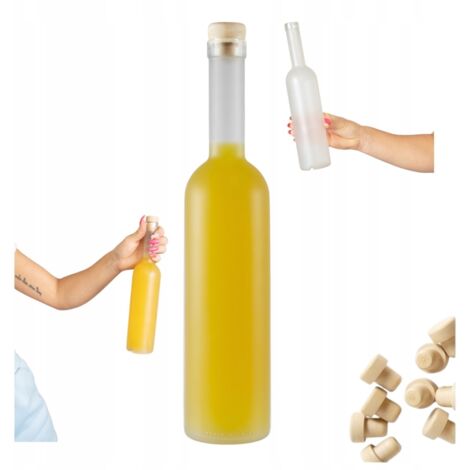 BOTTIGLIA IN VETRO SATINATO FUTURA 500ml + TAPPO PER LIQUORE IN REGALO 0,5l