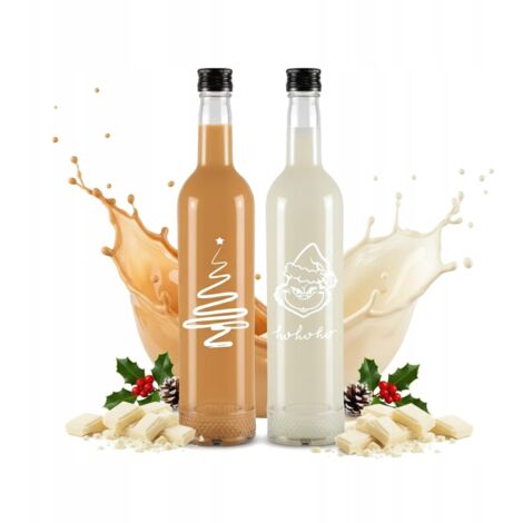 Bottiglia per liquore, vino, tintura, cristallo, 500 ml con stampa, regalo di Natale