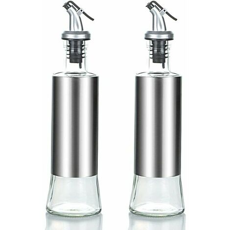 Bottiglia per olio e bottiglia per aceto, 2 dosatori per olio d'oliva (300 ml), imbuto in acciaio inox per il rabbocco