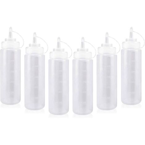 Bottiglia per salsa, 6 pezzi Bottiglia per salsa da 500 ml con tappo, Bottiglia per condimento, Bottiglia per salsa, Bottiglie da spremere