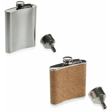 Bottiglia portatile da tasca in acciaio per whisky caraffa thermos da room amaro fiaschetta per vino - colorigenerali: acciaio e sughero