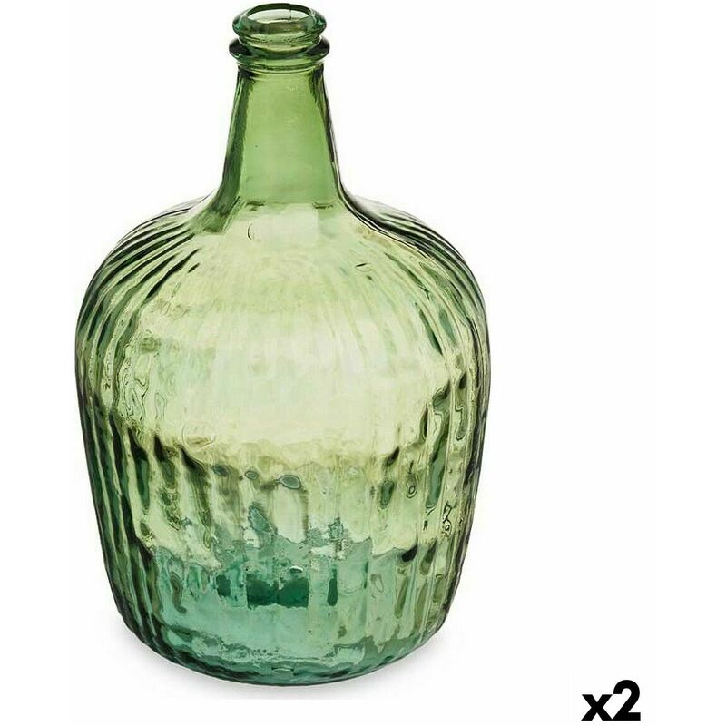 Image of Bottiglia Righe Decorazione 19,5 x 35,5 x 19,5 cm Verde (2 Unità)