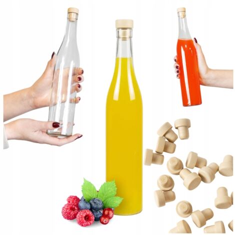 Bottiglia ROSA 500 ml bottiglie di vetro con tappo in sughero per liquori vino succo 0,5l
