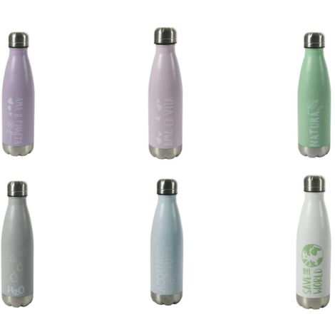 BOTTIGLIA TERMICA 500ML 24H ACCIAIO INOX 6 COLORI ASSORTITI