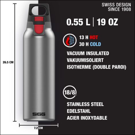 Bottiglia Termica Isoterma SIGG ONE Light da 0,55L in Acciaio Inox 18/8 con Filtro per Frutta, Impermeabile, Senza BPA, Ideale per Hot & Cold
