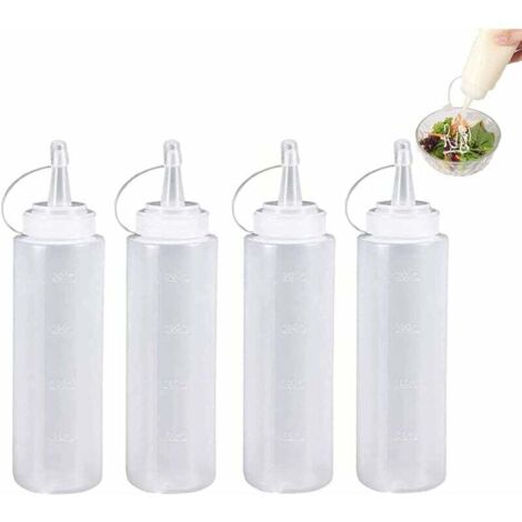 bottiglie per condimenti da 200 ml, bottiglie per condimenti multiuso in plastica, bottiglie per condimenti da spremere, bottiglie per salse trasparenti, bottiglie per salse con tappo per condimenti