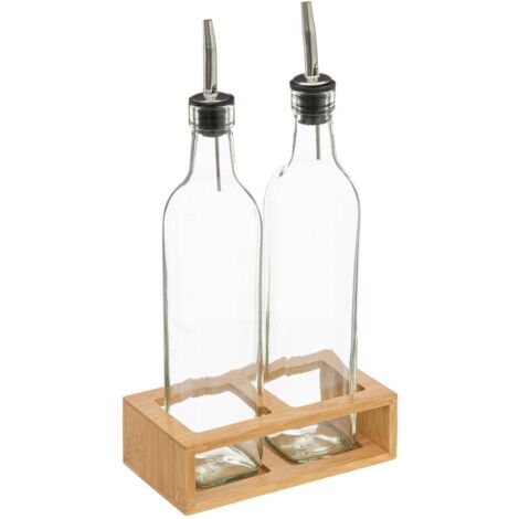 Bottiglie per olio e aceto in vetro di bambù da 0,48 l - 5five