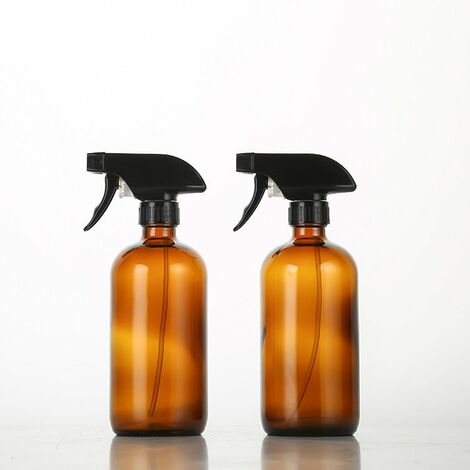 prodotti per la pulizia Contenitore ricaricabile per oli essenziali Cymax 2 x 500 ml Bottiglie di Vetro Ambrato con grilletto spray 