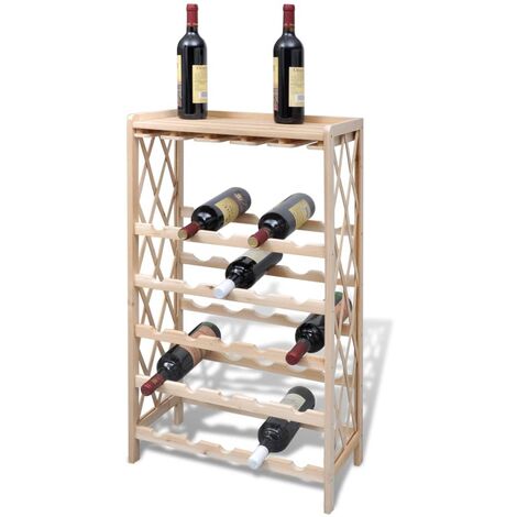 Bottigliera per 25 Bottiglie di Vino in Legno Massello di Abete vidaXL - Marrone