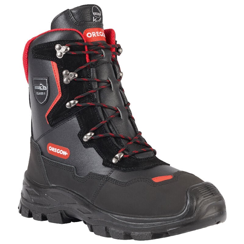 Brodequins de protection anti-coupures yukon Oregon Classe 1 (20 m/s), noir/rouge, pointure 45