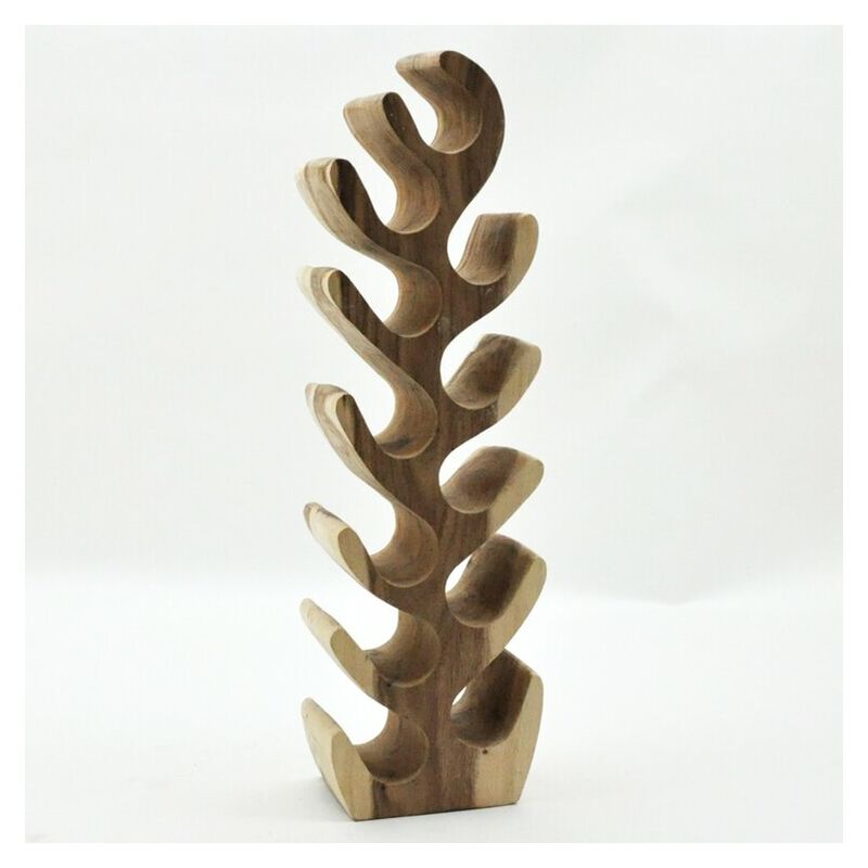 11 Bottle Hand Carved Wine Rack - Wood - L15 x W25 x H85 cm