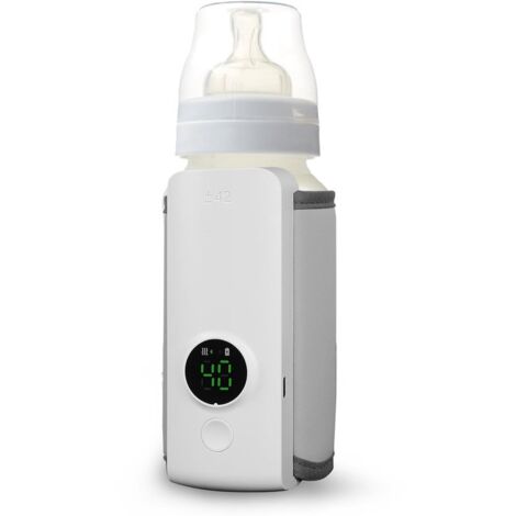 Bottle Warmer - Portable Bottle Warmer - Out-of-the-Go Bottle Warmer - Wireless Bottle Warmer - Rechargeable - LED Display - Temperature Control - Suitable for - Travel - Outings - White