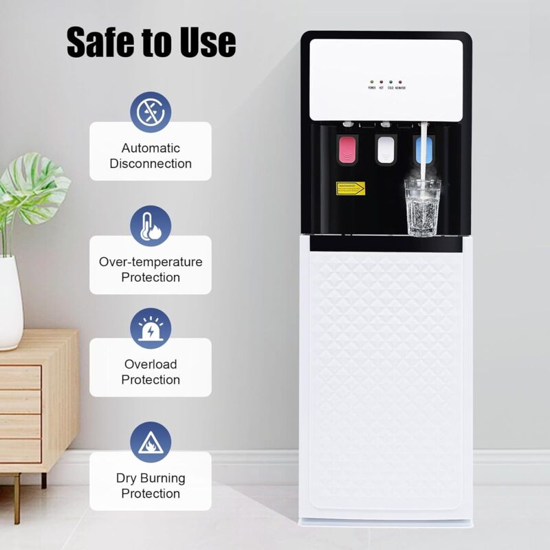 Bottom Loading Water Cooler Dispenser, Distributeur d'eau sur Pied pour Eau Chaude et Froide, Blanc Distributeur d'eau Chaude et Froide pour Bureaux