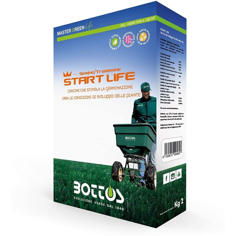 Bottos - engrais stimulant pour pelouse starter 2KG 10-15-10 mg life