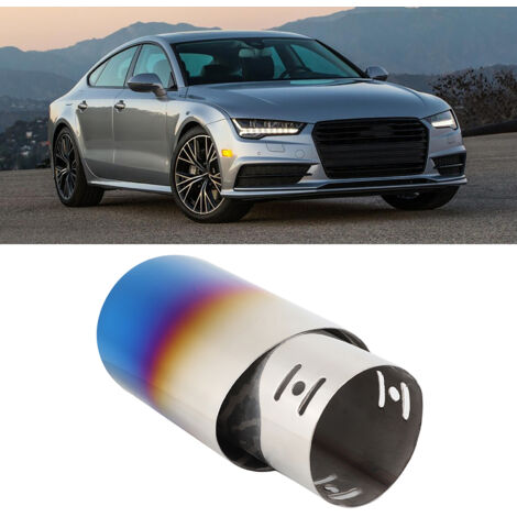 Bouche d'échappement en acier inoxydable bleu titane pour voiture, diamètre 62mm / 2.4 pouces, pour modification du silencieux arrière.