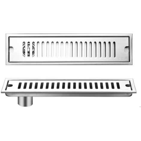 Bouche d'évacuation de douche en acier inoxydable 40 cm, désodorisant amovible pour salle de bain et hôtel, drainage latéral.