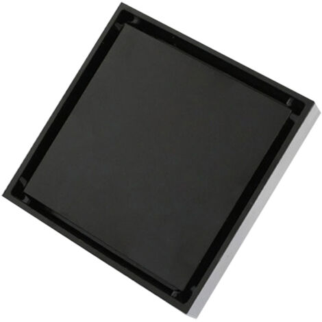 Bouche d'Évacuation Invisible 10x10 cm Acier Inoxydable Anti-Odeurs pour Salle de Bain Noir - 1,3 mm Compatible Carrelage