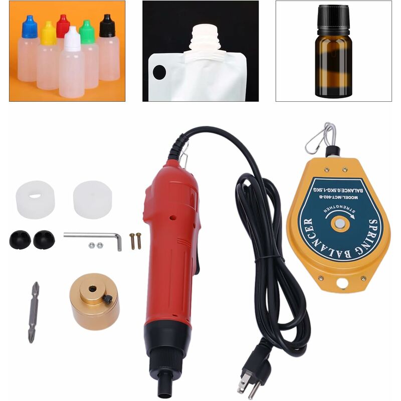 Senderpick - Boucheuse électrique à main pour bouteilles, Boucheuse à vis pour bouteilles, Boucheuse à vis électrique 30mm (Noire+rouge, 9.25