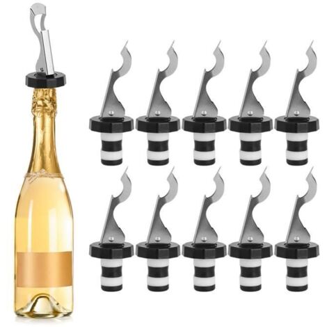 Bouchon à vin - ATYHAO - Silicone étanche - Acier inoxydable - Compact - 10 pièces