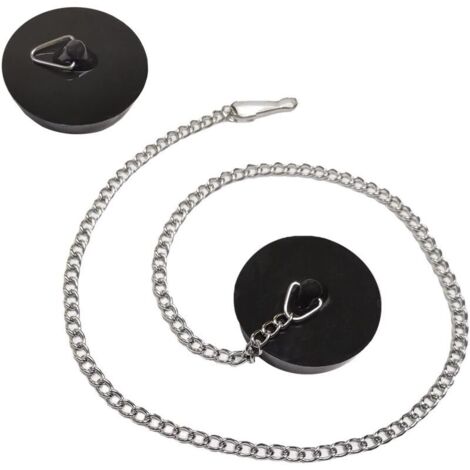 Bouchon Baignoire Universel[2 Pièces], Bouchon d'Evier avec 50cm Chaîne à Billes, Ø 45.6 à 42mm, Bouchon d'Evier Cuisine, pour Évier, Salle de Bain et Cuisine