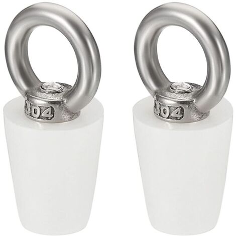 Bouchon Conique Bouchon en Caoutchouc de Silicone 11.5mm à 15.5mm Bouchon de Baignoire Solide avec Anneau pour Tubes à Essai, Conduite d'Eau, Trou de Drainage, Blanc 2 Pièces