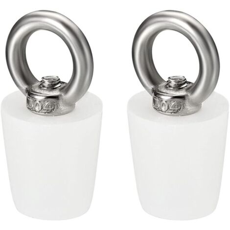 Bouchon Conique Bouchon en Caoutchouc de Silicone 17mm à 23mm Bouchon de Baignoire Solide avec Anneau pour Tubes à Essai, Conduite d'Eau, Trou de Drainage, Blanc 2 Pièces