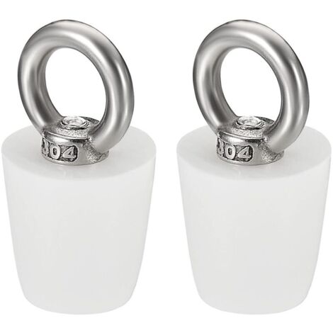 Bouchon Conique Bouchon en Caoutchouc de Silicone 19mm à 26mm Bouchon de Baignoire Solide avec Anneau pour Tubes à Essai, Conduite d'Eau, Trou de Drainage, Blanc 2 Pièces