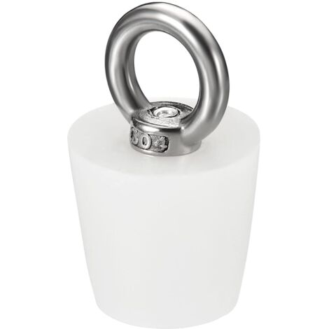 Bouchon Conique Bouchon en Caoutchouc de Silicone 22mm à 29mm Bouchon de Baignoire Solide avec Anneau pour Tubes à Essai, Conduite d'Eau, Trou de Drainage, Blanc 2 Pièces