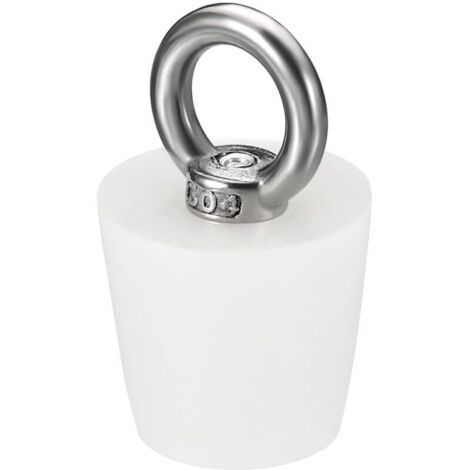 Bouchon Conique Bouchon en Caoutchouc de Silicone 22mm à 29mm Bouchon de Baignoire Solide avec Anneau pour Tubes à Essai, Conduite d'Eau, Trou de Drainage, Blanc 2 Pièces
