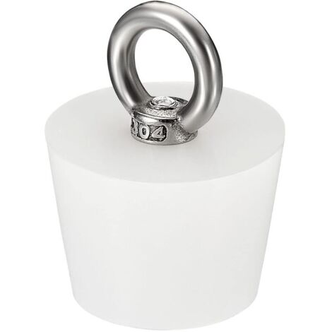 Bouchon Conique Bouchon en Caoutchouc de Silicone 28mm à 30mm Bouchon de Baignoire Solide avec Anneau pour Tubes à Essai, Conduite d'Eau, Trou de Drainage, Blanc