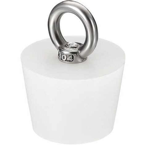 Bouchon Conique Bouchon en Caoutchouc de Silicone 28mm à 30mm Bouchon de Baignoire Solide avec Anneau pour Tubes à Essai, Conduite d'Eau, Trou de Drainage, Blanc