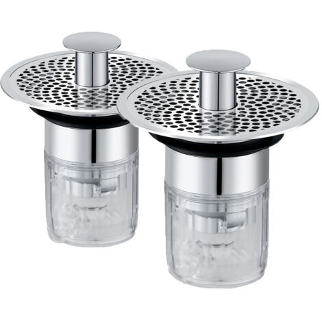 Bouchon D Évier - Bouchon À Fermeture Automatique Avec Filtre Anti-Obstruction - Pour Lavabo Salle De Bain Cuisine - Diamètre 34 À 37 Mm - Lot De 2