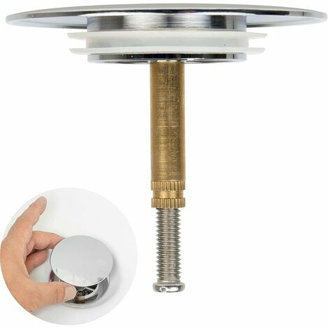 Bouchon de Baignoire 70 mm, avec Double Joint, Réglable en Hauteur, Bouchon de Baignoire Universel, Clapet de Lavabo, en Laiton Trempé avec Finition Chromée, Bonde de Baignoire Antirouille LO-Ron Cise