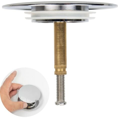 OSQI Bouchon de baignoire, Ø 70 mm, avec double joint, réglable en hauteur, bouchon de baignoire universel, robinet de lavabo, laiton trempé avec finition chromée, bonde de bain antirouille