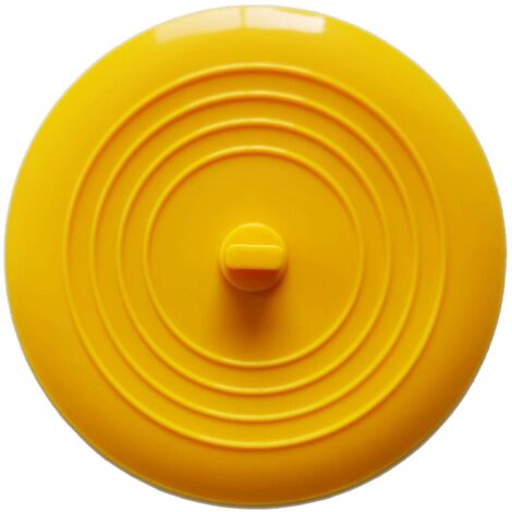 Bouchon de baignoire en silicone, 15,3 cm de diamètre, pour cuisines, salles de bains et buanderies, bouchon de vidange universel (1 pièce, jaune)