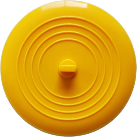 Bouchon de baignoire en silicone, bouchon d'évier, diamètre 15,3 cm, bouchon de vidange universel (1 pièce, jaune)