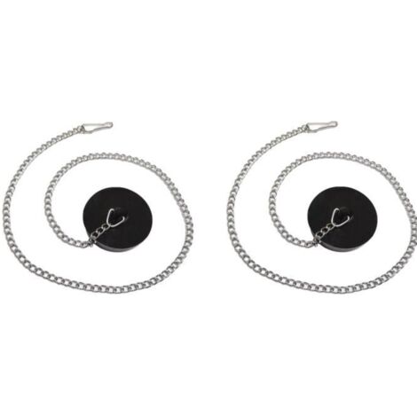 Bouchon de Baignoire - Universel - PVC Noir - Ø 45.6 mm - Chaîne 50 cm - Étanchéité Optimale