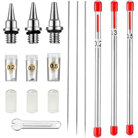 Bouchon de buse, aiguille et buse pour aérographe, 0,2 mm, 0,3 mm, 0,5 mm, Pièces de rechange pour aérographe