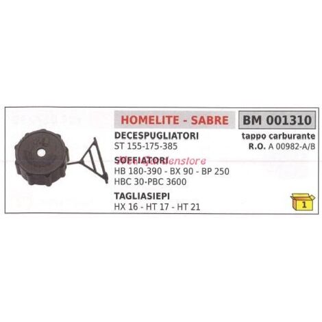 Bouchon de carburant HOMELITE débroussailleuse ST 155 175 385 001310