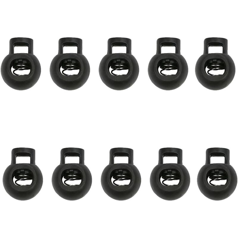 Bouchon de Cordon, 10 Pcs Bouchon de Cordon en Plastique, 17mm Verrouillage de Cordon de Serrage Élastique Rond, Serrure à Cordon à Trou Unique,