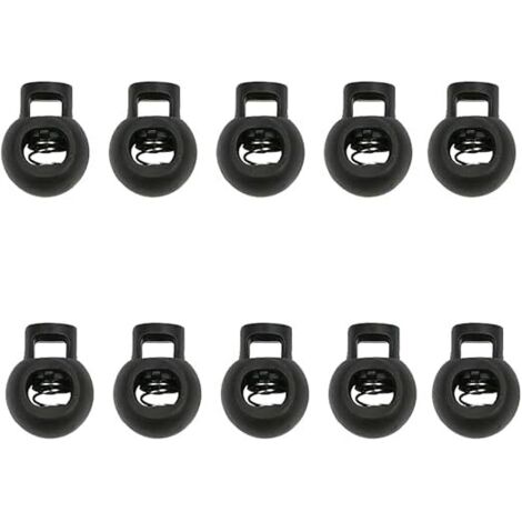 Bouchon de Cordon, 10 Pcs Bouchon de Cordon en Plastique, 17mm Verrouillage de Cordon de Serrage Élastique Rond, Serrure à Cordon à Trou Unique, Coulisseau de Cordon