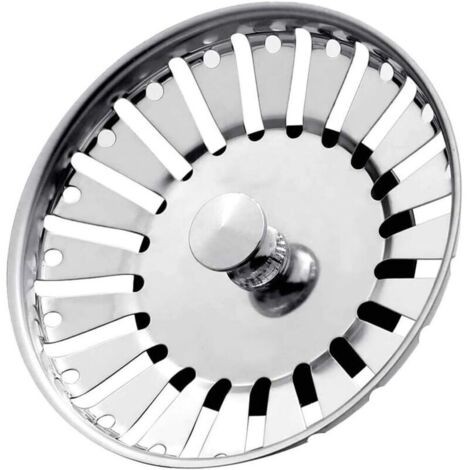 Bouchon de crépine d'évier de cuisine en acier inoxydable, crépine de panier à double fonction et bouchon Dimensionné pour les éviers britanniques Bouchon de vidange de crépine (diamètre : 84 mm)