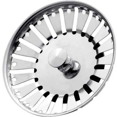 Bouchon de crépine d'évier de cuisine en acier inoxydable, crépine de panier à double fonction et bouchon Dimensionné pour les éviers britanniques Bouchon de vidange de crépine (diamètre : 84 mm)