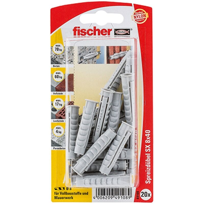 20x Dübel sx 8x40 - 49108 Auslauf - Fischer 20x Dübel sx 8x40 - 49108 Auslauf - Fischer