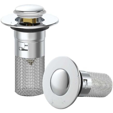 Bouchon de lavabo de salle de bain, bonde de lavabo avec panier filtrant amovible, attrape-cheveux, anti-obstruction de baignoire