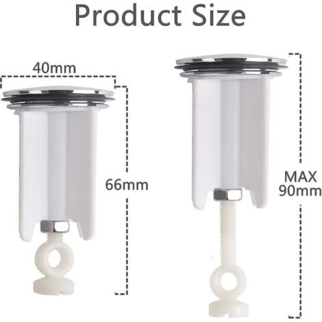 Bouchon de lavabo universel 40 mm – Bouchon pop-up de remplacement en silicone souple pour éviers et vasques de salle de bain