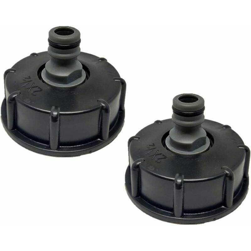 Bouchon de Réservoir ibc 2 Pièces, S60x6 avec Diamètre de Sortie 1/2, pour Vanne de Tonne ibc, Couleur Noir