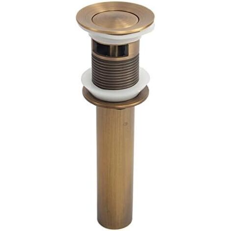 Bouchon de robinet de salle de bain sans trop-plein,  Bonde de Vidange Pop-up avec Trop-Plein au Style Rétro en Laiton Vieilli,   Accessoire de Salle de Bain