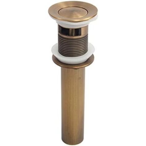 Bouchon de robinet de salle de bain sans trop-plein, Bonde de Vidange Pop-up avec Trop-Plein au Style Rétro en Laiton Vieilli, Accessoire de Salle de Bain