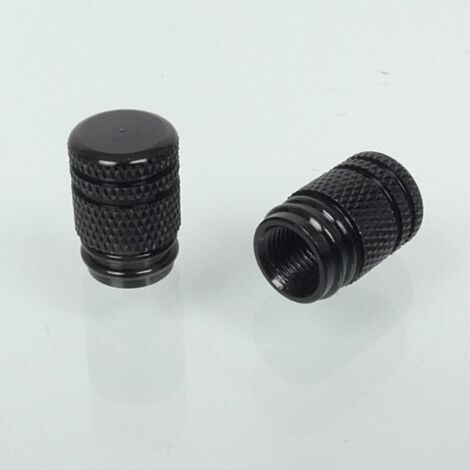 Bouchon de valve Bike It Round moleté aluminium anodisé noir pour